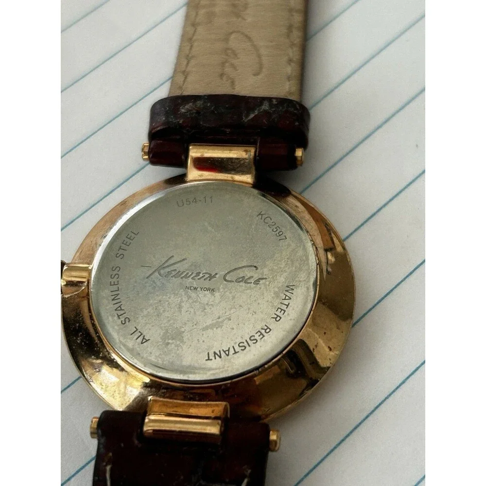 Kenneth Cole New York KC2597 Womens Watch Brown Face Gold Dial New Battery